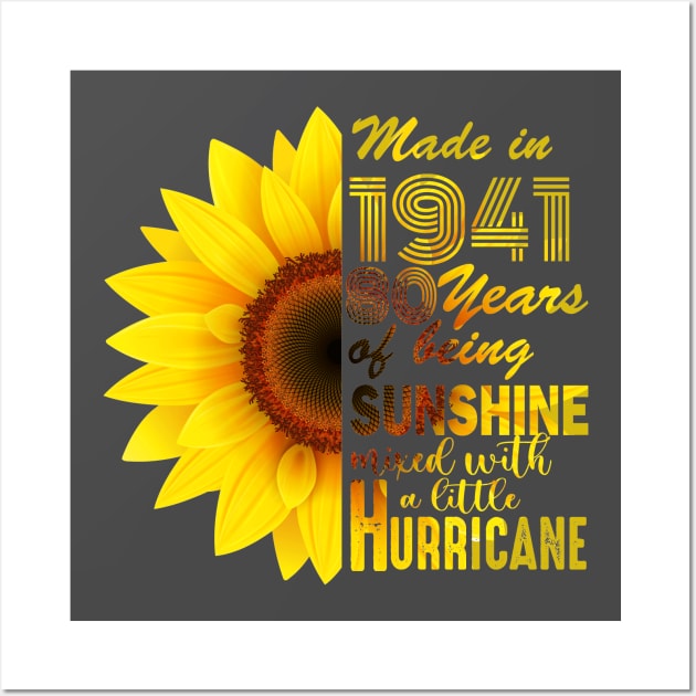 Vintage 1941 Sunflower 80th Birthday Awesome Gift Wall Art by Salt88